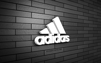Adidas 3D logo, , gray brickwall, creative, brands, Adidas logo, 3D art, Adidas HD wallpaper