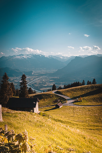 Landscape, Nature, Mountains, Building, Road, Village HD phone wallpaper