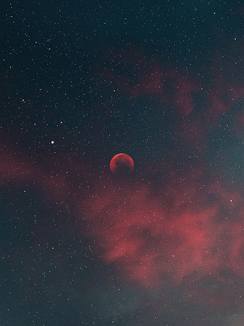 Sky, Universe, Stars, Night, Clouds, Moon HD phone wallpaper
