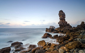 Nature, Stones, Sea, Shine, Light, Fog HD wallpaper