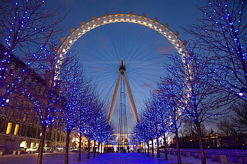 The Eye, London, blue, lights, wheel, sky, giant HD wallpaper