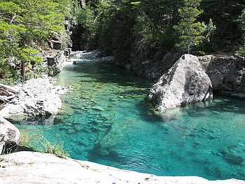 Azul River, trees, river, water, rock HD wallpaper