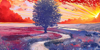 Art, Wood, Tree, Field, Path HD wallpaper
