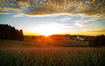 Sunrise over Baveria, Baveria, Germany, field, sunrise HD wallpaper