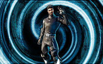 Nite Gunner, blue grunge background, Fortnite, vortex, Fortnite characters, Nite Gunner Skin, Fortnite Battle Royale, Nite Gunner Fortnite HD wallpaper