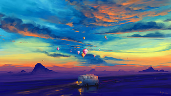 Travelling Van , van, artist, artwork, digital-art, deviantart HD wallpaper