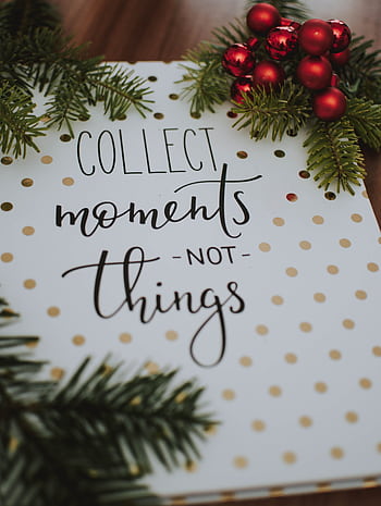 Festive greeting card featuring Christmas pine and berries with an inspiring quote. HD phone wallpaper