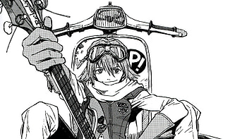 Haruko Haruhara, Anime character, Black and white HD wallpaper