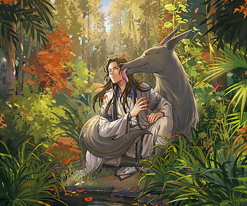 Woodland Pact — Man & Wolf ( Fantasy ), fantasy, men HD wallpaper