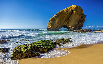 The giant of Santa Cruz, nature, Santa Cruz, rocks, beach HD wallpaper