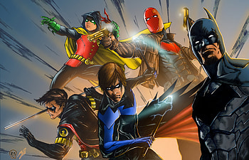 Knights Of Gotham, batman, red-hood, nightwing, robin, deviantart, superheroes, artwork, digital-art HD wallpaper