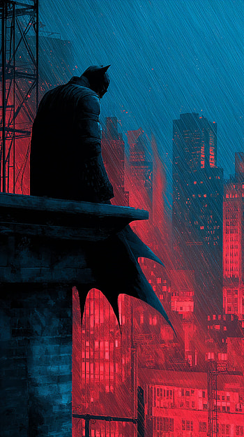 Gotham Nightwatch | Rainfall Sentinel | Crimson Rooftop | Batman , Batman, superhero, cape HD phone wallpaper
