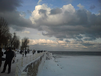 faleza iarna, winter, clouds, sky, black sea HD wallpaper