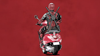 Deadpool Driving Scooter, deadpool, superheroes, artwork, digital-art, pixiv HD wallpaper