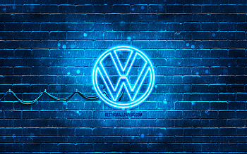 Volkswagen blue logo, blue brickwall, , Volkswagen new logo, cars brands, VW logo, Volkswagen neon logo, Volkswagen 2021 logo, Volkswagen logo, Volkswagen HD wallpaper