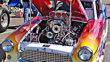 Engine, car, flames, blown HD wallpaper