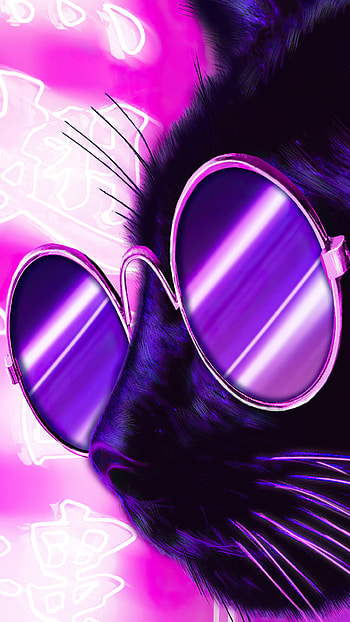 Neon Shades: Fantasy Cat , sunglasses, fantasy, cat HD phone wallpaper