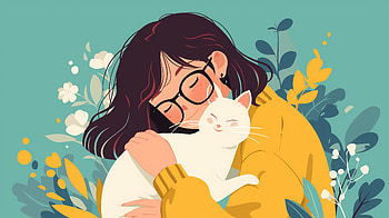 Happy Hugs: A Ultra with Cats, Happy, hug, cat, woman, illustration HD wallpaper