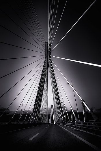 Rioantirrio bridge, bridge, architecture, monochrome HD phone wallpaper