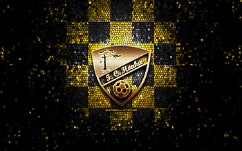 FC Honka, glitter logo, Veikkausliiga, yellow black checkered background, soccer, finnish football club, FC Honka logo, mosaic art, football, Honka FC HD wallpaper