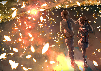 Petal Storm, Rin, Kyousuki Natsume, Sister, Little Busters, Family, Kyousuki, Rin Natsume, Big Eyes, Brother, Natsume, Anime Girl, Anime, Siblings, Seifuku, Petals, School Uniform, Long Hair, Anime Guy HD wallpaper