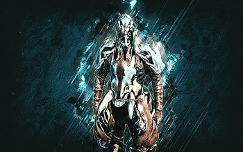 Hydroid, Warframe, blue stone background, Warframe characters, Hydroid Warframe, Hydroid skin, creative art HD wallpaper