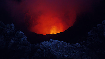Volcano, dark, red fire HD wallpaper