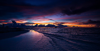 Sea Shore Sunset, shore, sea, sunset, nature HD wallpaper
