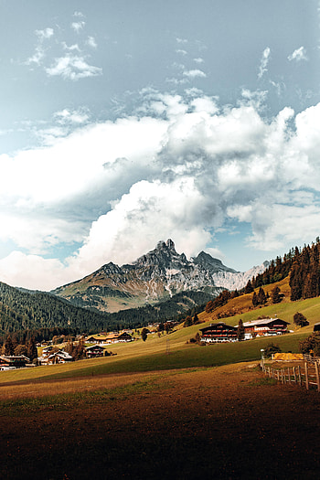Landscape, Nature, Houses, Trees, Mountains, Hills, Meadow, Small Houses HD phone wallpaper