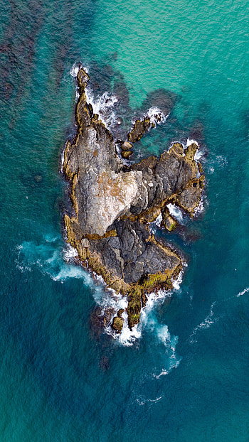 Nature, Water, Sea, Rocks, View From Above, Island HD phone wallpaper