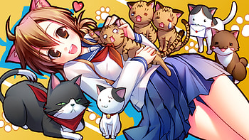 Nyan Koi, cats, uniform, kaede mizuno HD wallpaper