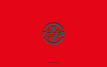 Georgia national football team, red background, football team, emblem, UEFA, Georgia, football, Georgia national football team logo, Europe HD wallpaper