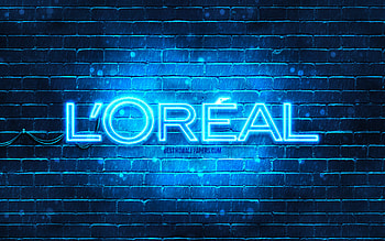 Loreal blue logo, , blue brickwall, Loreal logo, brands, Loreal neon logo, Loreal HD wallpaper