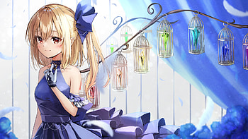 White Hair Anime Girl With Purple Dress Anime Girl HD wallpaper