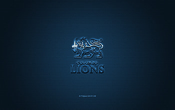 Colombo Lions, Indian american football club, blue logo, blue carbon fiber background, EFLI, american football, Elite Football League of India, Colombo, India, Colombo Lions logo HD wallpaper