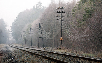 Winter, Nature, Snow, Frost, Hoarfrost, Railway, Sign, Rails, Support HD wallpaper