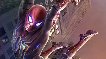 Spider Man Stark Tower, spiderman, superheroes, artwork, artist, artstation HD wallpaper