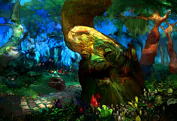 WELCOME TO THE JUNGLE, stone path, trees, colourful, plants HD wallpaper