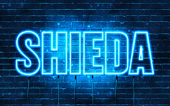 Happy Birtay Shieda, , blue neon lights, Shieda name, creative, Shieda Happy Birtay, Shieda Birtay, popular japanese male names, with Shieda name, Shieda HD wallpaper