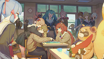 Genshin Impact : Al-haitham, Zhongli, Ayaka & Yoimiya Classroom Moments, Genshin Impact, Al-haitham (Genshin Impact), Zhongli (Genshin Impact), Kamisato Ayaka (Genshin Impact), Yoimiya (Genshin Impact) HD wallpaper