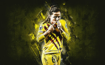 Claudia Pina, FC Barcelona, Spanish soccer player, yellow stone background, football, Spain HD wallpaper