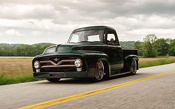 Ford F-100, 1956, front view, exterior, black pickup truck, retro cars, F-100 tuning, american vintage cars, Ford HD wallpaper