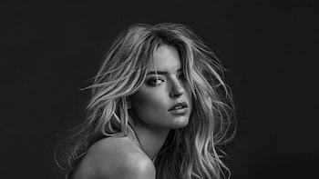 Martha Hunt, American model, monochrome HD wallpaper