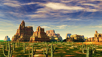 prairie, grass, mountian, cactus HD wallpaper