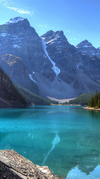 Himalayas, Reflective lake, Mountainous forest, Pine trees HD phone wallpaper