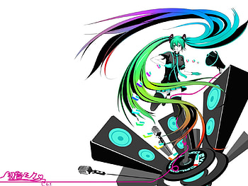 Hatsune Miku, mega, colorful, awesome, cute, vocaloid, bass, beauty, nice, miku, vocaloids, hatsune, thighhighs, skirt, twintail, beautiful, anime, pretty, cool, micro HD wallpaper