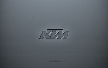 KTM logo, gray creative background, KTM emblem, gray paper texture, KTM, gray background, KTM 3d logo HD wallpaper
