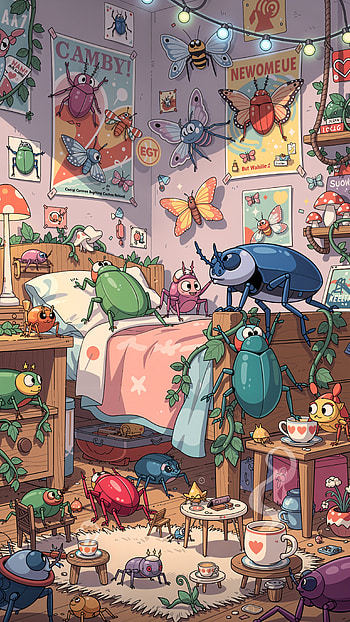 Pocket Bugcore — Cozy Beetle Room HD phone wallpaper