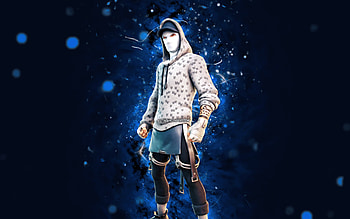 Slate Marius, , blue neon lights, Fortnite Battle Royale, Fortnite characters, Slate Marius Skin, Fortnite, Slate Marius Fortnite HD wallpaper