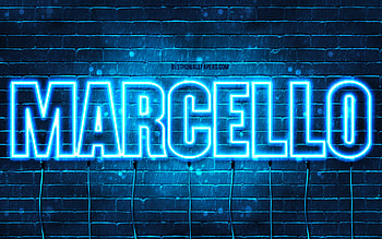 Marcello, , with names, Marcello name, blue neon lights, Marcello Birtay, Happy Birtay Marcello, popular italian male names, with Marcello name HD wallpaper